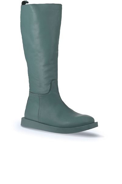 Bueno Shoes Cizme plate de damă din piele verde - 01wv9705