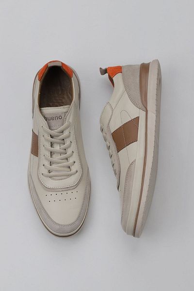 Bueno Shoes Ανδρικά αθλητικά παπούτσια Beige Suede-Messi - 07m1687r176