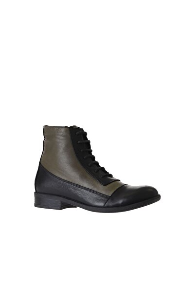 Bueno Shoes Siyah Yeşil Deri Kadın Düz Bot 01wt2601
