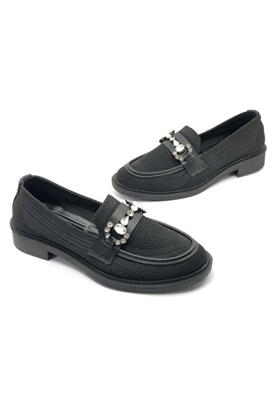 KOCAMANLAR Feles Toka Камінь Детальний Трикотажний Лофер Жіночі Балетки ЧОРНИЙ