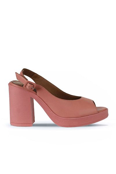 Bueno Shoes Sandale cu toc din piele roz pentru femei - 01wy12300