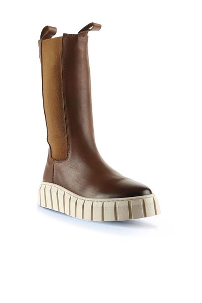Bueno Shoes Tan Δερμάτινες Γυναικείες Μπότες - Wedge Heel, 01wt3410 Model