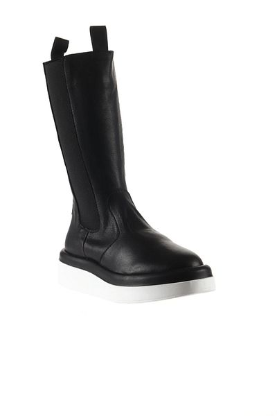 Bueno Shoes Δερμάτινες γυναικείες μπότες με τακούνι μαύρο - 01wt5800