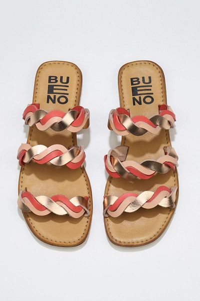 Bueno Shoes Papuci plati pentru femei Multi Leather Powder - 01wu3416
