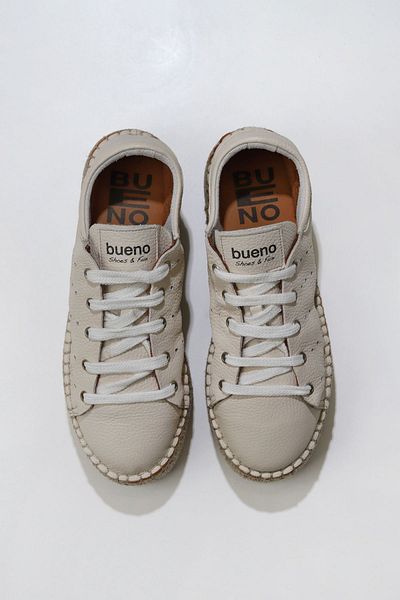 Bueno Shoes Espadrile de damă din piele bej - Toc pană, Flotter 01wu5601