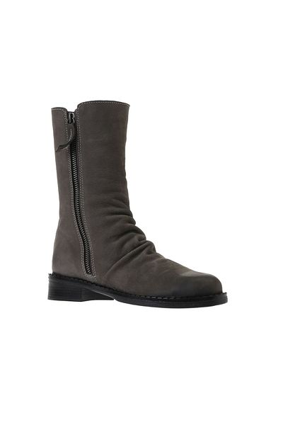 Bueno Shoes Γκρι Nubuck Dark γυναικείες φλατ μπότες - 01wv6009