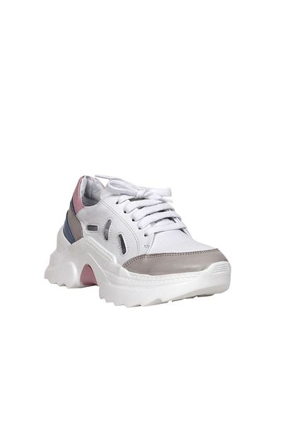 BUENO Pantofi sport de damă din piele gri - Tocuri cu pană 01wq10100