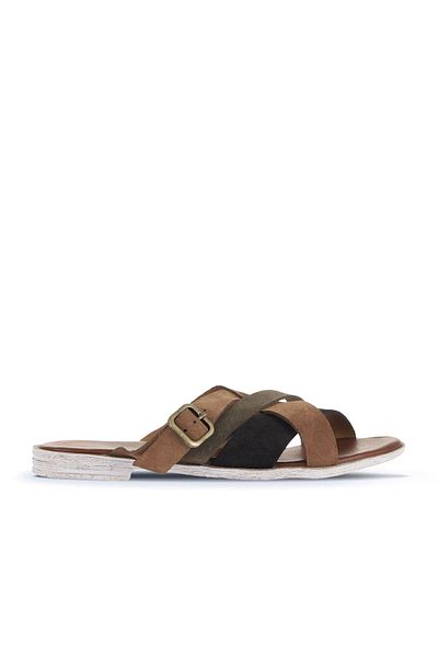 Bueno Shoes Γυναικείες φλατ παντόφλες Alf Suede - Tan Multi 01wa3019