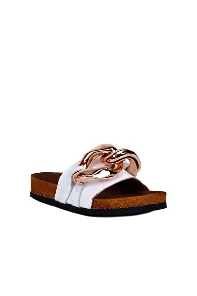 Bueno Shoes شبشب مسطح من جلد نابا باللون الأبيض للنساء - 05wt066