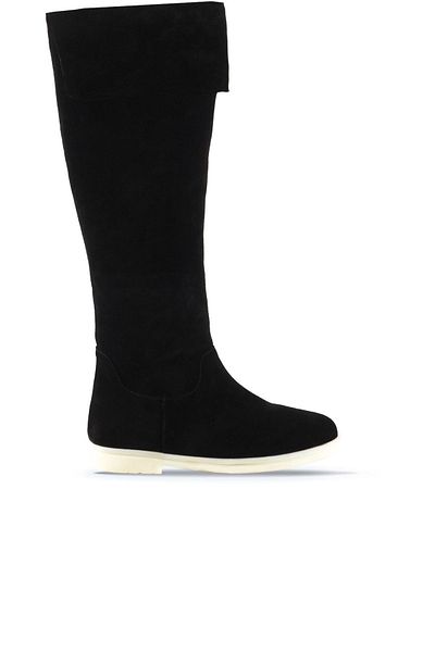 Bueno Shoes Дамски велурени равни ботуши, черни - 01wt3308