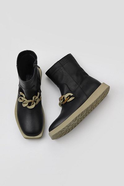 Bueno Shoes Χακί Μαύρες Γυναικείες Flat Μπότες - 01wv9704