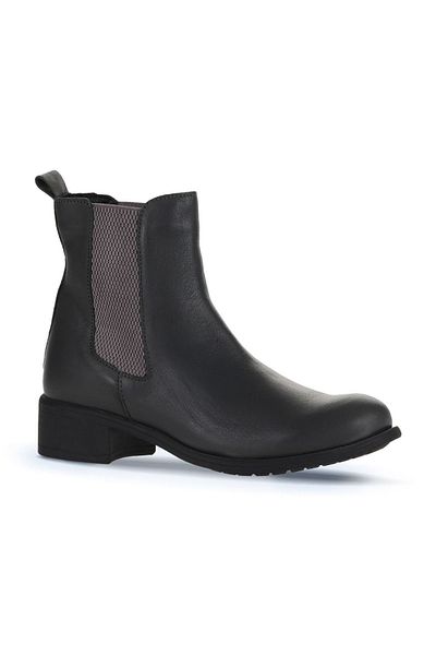 Bueno Shoes Γυναικείες γκρι σκούρες δερμάτινες μπότες με τακούνι - 01wz7404