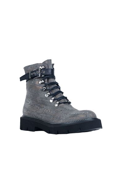 Bueno Shoes 01wr3400 Μοντέλο Γκρι Δερμάτινες Γυναικείες Μπότες