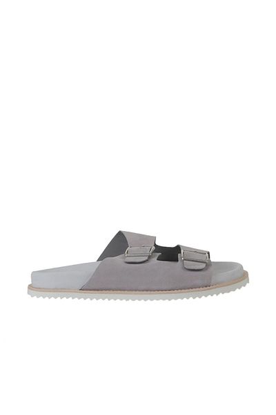 Bueno Shoes Papuci plati din piele intoarsa gri pentru barbati - 10m 102115
