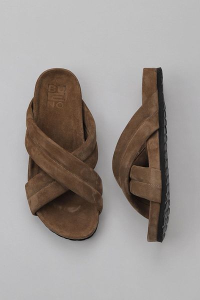 Bueno Shoes Ανδρικές φλατ παντόφλες καφέ σουέντ - 11t22220