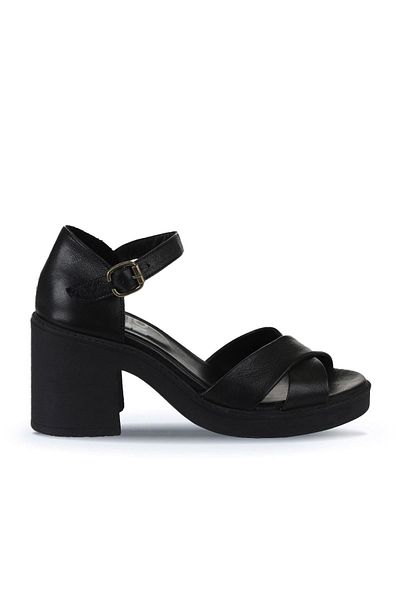 Bueno Shoes Sandale de damă din piele cu toc negru - 01wy12501
