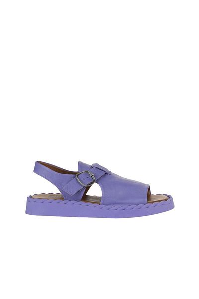 Bueno Shoes Sandale de damă din piele liliac - design plat 01wy9103
