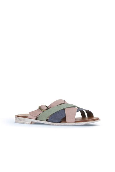 Bueno Shoes Γυναικείες φλατ παντόφλες Alf Suede - Powder Multi 01wa3019