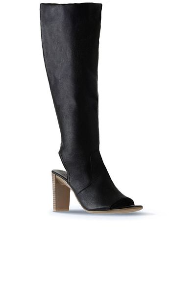 Bueno Shoes Черни кожени дамски боти на висок ток 01wq4212