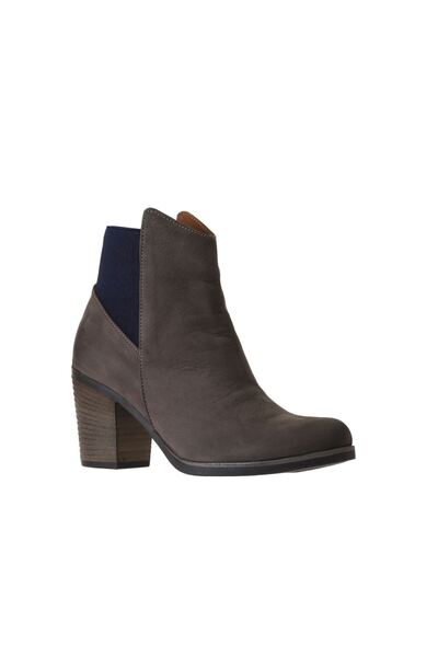 Bueno Shoes Gri Laci Nubuk Kadın Topuklu Bot 01wp1500