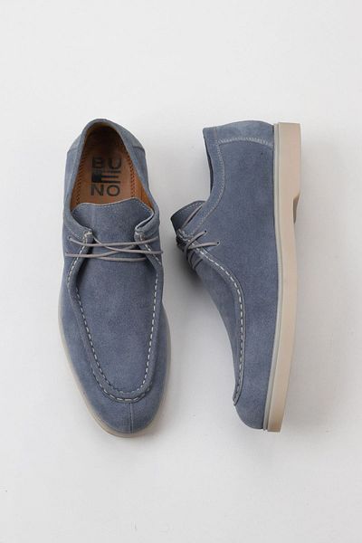 Bueno Shoes Мъжки мокасини - сиво-син велур, модел 10m00673