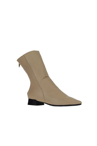 Bueno Shoes Cizme cu toc de damă din piele bej 01wr3011