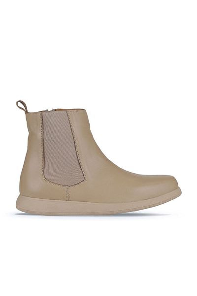 Bueno Shoes Γυναικείες δερμάτινες φλατ μπότες Mink - 01wz4204