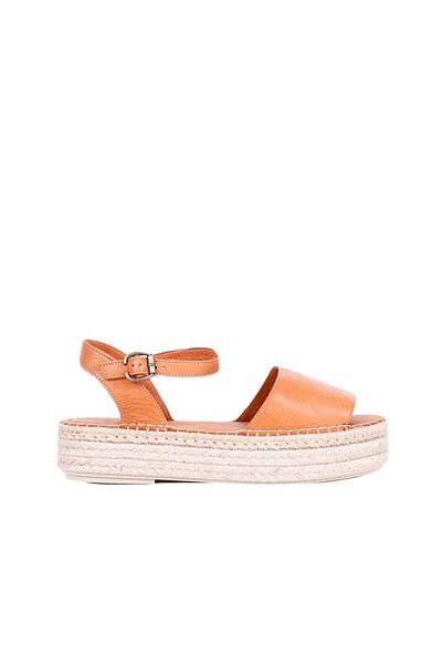 Bueno Shoes Дамски сандали от естествена кожа с бежов цвят - клин 01wq3515