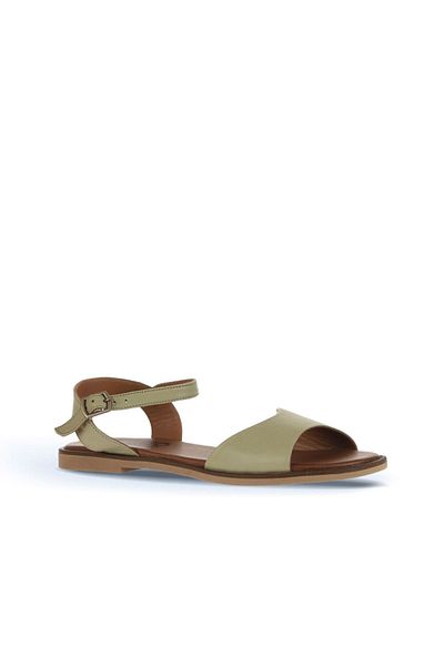 Bueno Shoes Sandale plate din piele kaki pentru femei - 01wa5704