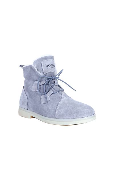 Bueno Shoes Γυναικείες φλατ μπότες ανοιχτό γκρι σουέντ - 01wt3301