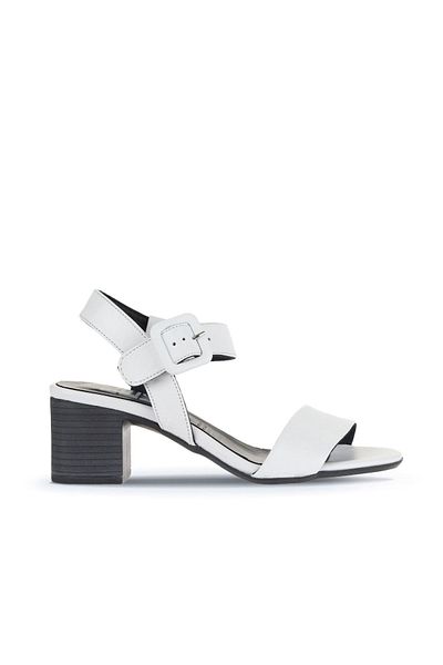 Bueno Shoes Sandale cu toc pentru femei din piele albă 01wa2805