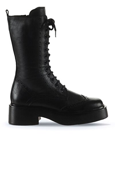 Bueno Shoes Siyah Deri Kadın Düz Çizme 01wt1805