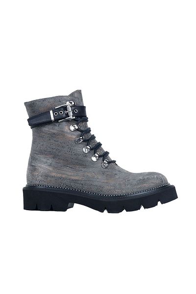 Bueno Shoes 01wr3400 Μοντέλο Γκρι Δερμάτινες Γυναικείες Μπότες
