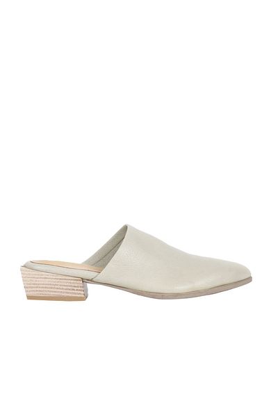 Bueno Shoes Γυναικείες δερμάτινες παντόφλες με τακούνι χακί - 01wq2603