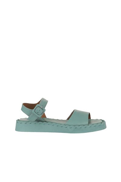 Bueno Shoes Sandale de damă din piele deschisă verde - design plat 01wy9100