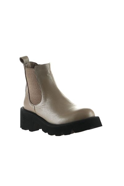 Bueno Shoes Δερμάτινες γυναικείες μπότες με τακούνι Grey Flotter 01wt1705