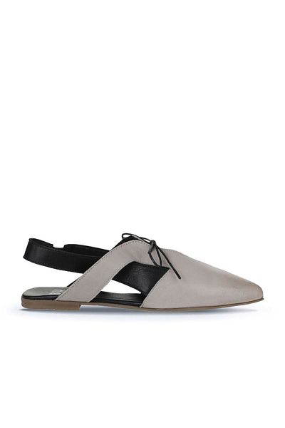 Bueno Shoes Leather Women's Gray Black Flat Sandals - 01wy1803