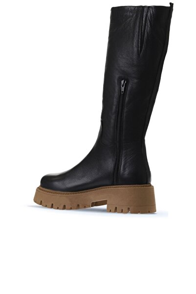 Bueno Shoes Siyah Deri Kadın Düz Çizme 01wv3109