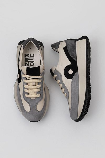 Bueno Shoes Pantofi sport de damă din piele gri cu toc pană - 01wv11300