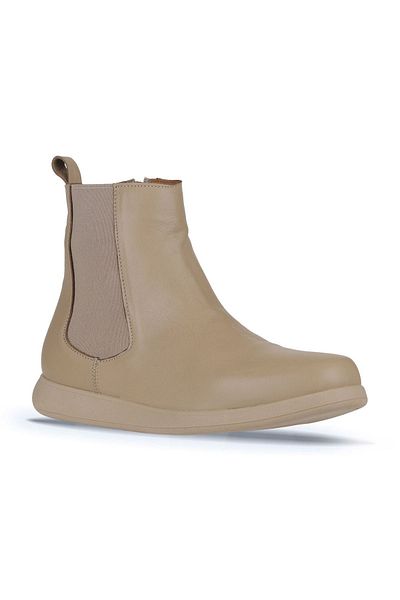 Bueno Shoes Γυναικείες δερμάτινες φλατ μπότες Mink - 01wz4204
