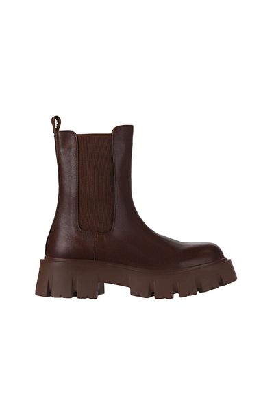 Bueno Shoes Cizme de damă din piele maronie - Tocuri cu pană, 01wv4600