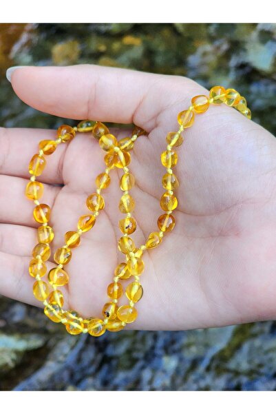 Kehribar Sarayı قطرة العنبر ليمون اللون الكبار قلادة الباروك 50 سم