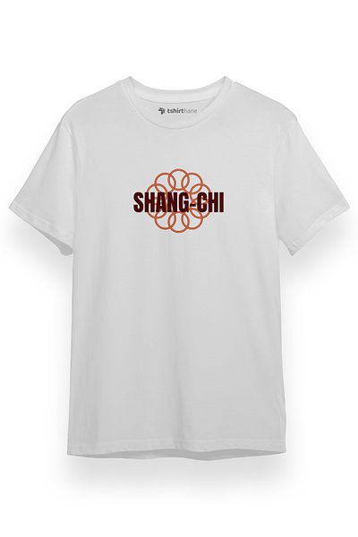 Tshirthane Shang-Chi And The Legend Of The Ten Rings Letter Logo Λευκό κοντομάνικο ανδρικό μπλουζάκι