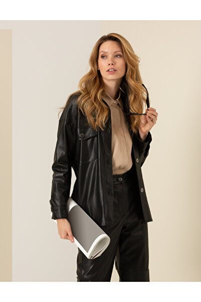 Pierre Cardin Siyah Suni Deri Gömlek 50257163-VR046