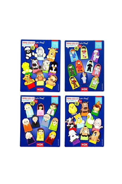Lisinya 4 Set - 40 Pieces Professions, Family Members, Pets and Wild Animals Finger Puppet