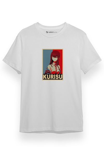 Tshirthane Αφίσα Steins Gate Kurisu Makise Λευκό κοντομάνικο ανδρικό μπλουζάκι