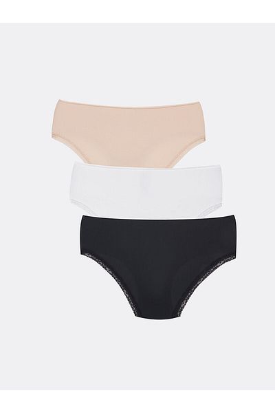 LC Waikiki LCW DREAM Chiloți noi de bikini cu dantelă neagră, pachet de 3