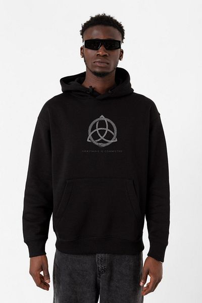 Tshirthane Мъжки суитшърт с качулка Dark Everything Is Connected, черен, 3ip