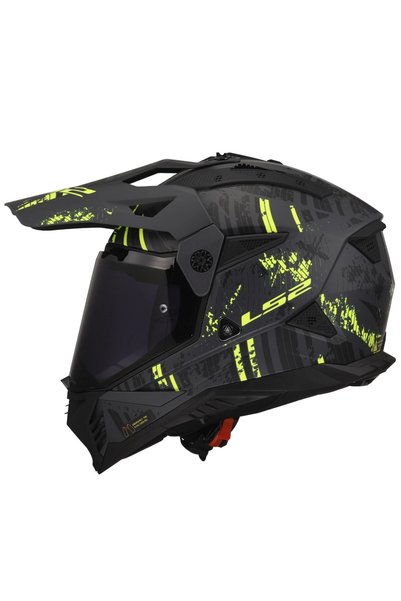 LS2 PIONEER 2 CRAZY MAT SİYAH-GRİ-NEON SARI KASK