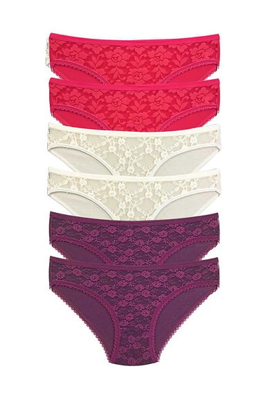 Mu Art 6 Pieces Lace Front Transparent Women's Slip Panties S130